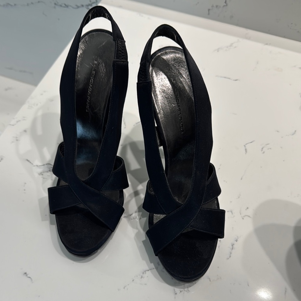 Balenciaga Elegant Black Slingback Heels